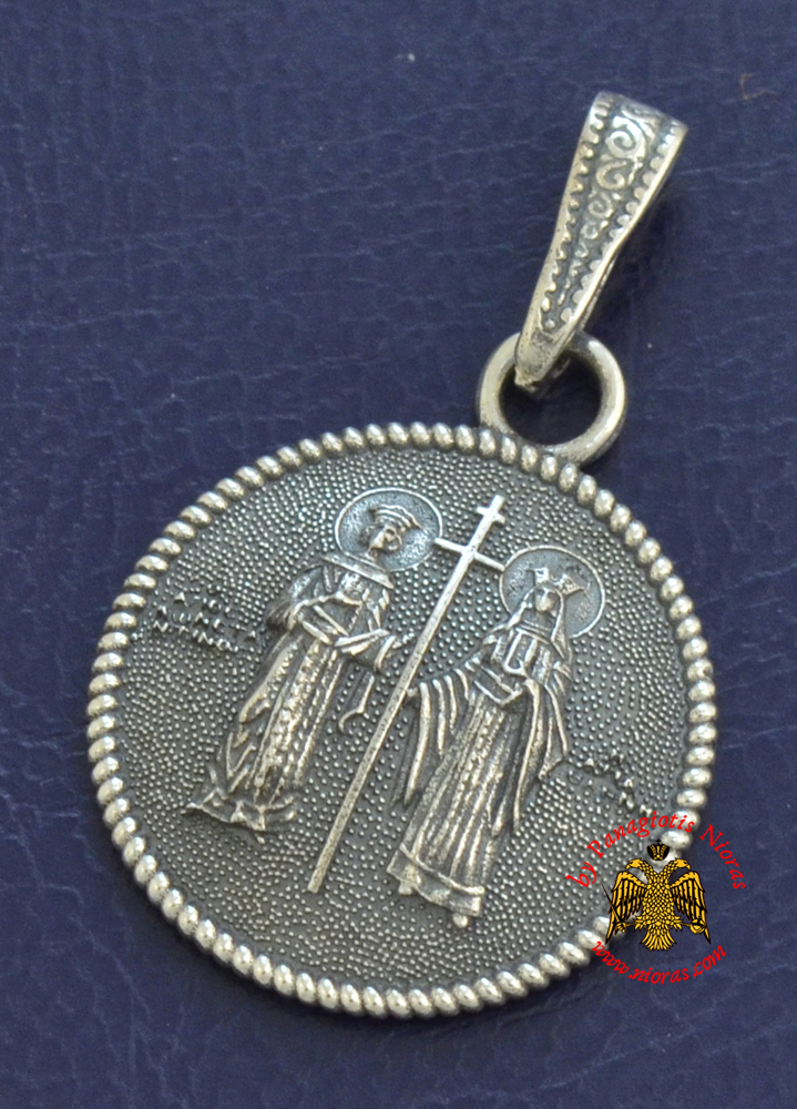 Neckwear Byzantine Pendant Saint Constantine and Helen Silver 925 M074