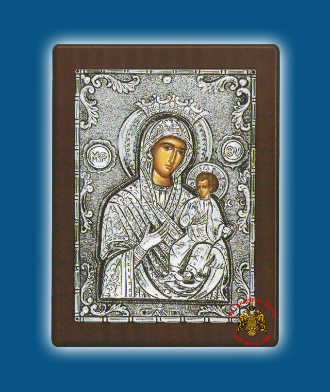 Holy Virgin Mary Theotokos Panagia Amolyntos Silver Holy Icon