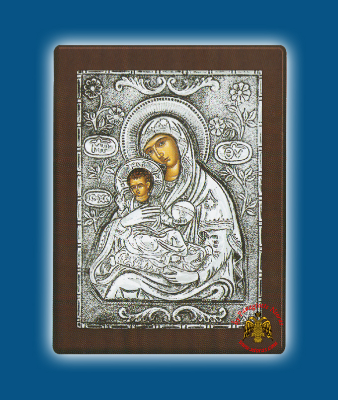 Holy Virgin Mary Theotokos Panagia Glykasmos Silver Holy Icon