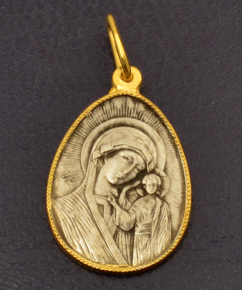 Neckwear Byzantine Pendant Theotokos Silver 925 Gold Plated