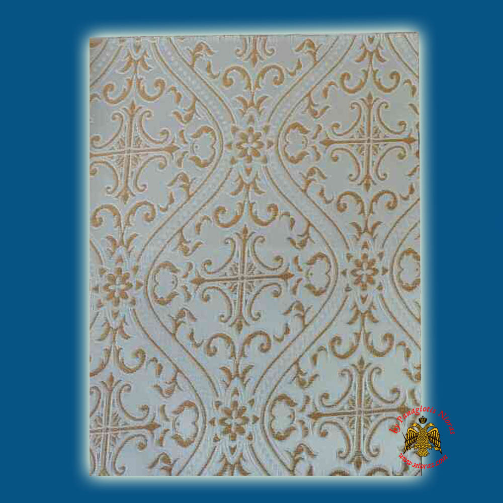 Orthodox Vestment Cloth Liturgical White Fabric With Golden Cross Details No.6625