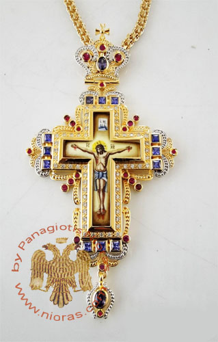 Pectoral Cross Design 184a Gold Plated Brass Zirgon Stone