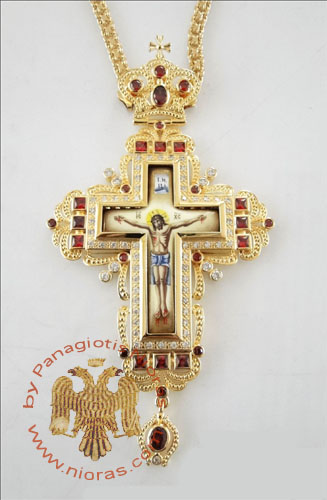 Pectoral Cross Design 184c Gold Plated Brass Zirgon Stone