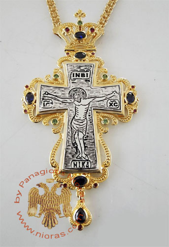 Pectoral Cross Design 186b Gold Plated Brass Zirgon Stone