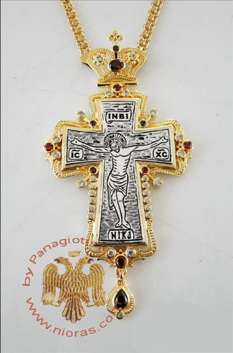 Pectoral Cross Design 187b Gold Plated Brass Zirgon Stone