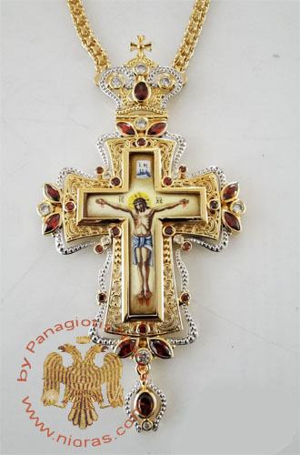 Pectoral Cross Design 188a Gold Plated Brass Zirgon Stone