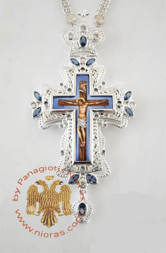 Pectoral Cross Design 188e Silver Plated Brass Zirgon Stone