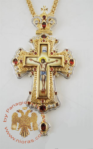 Pectoral Cross Design 189a Gold Plated Brass Zirgon Stone