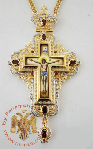 Pectoral Cross Design 190a Gold Plated Brass Zirgon Stone