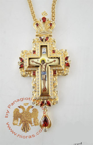Pectoral Cross Design 192c Gold Plated Brass Zirgon Stone
