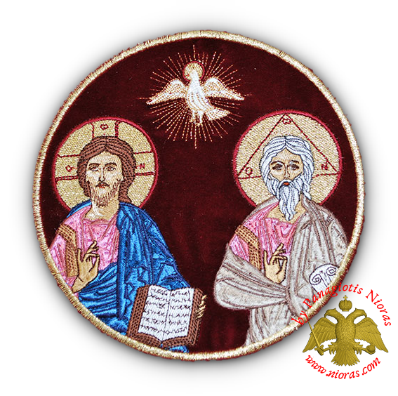 Orthodox Embroidery Holy Trinity Burgundy d:16cm