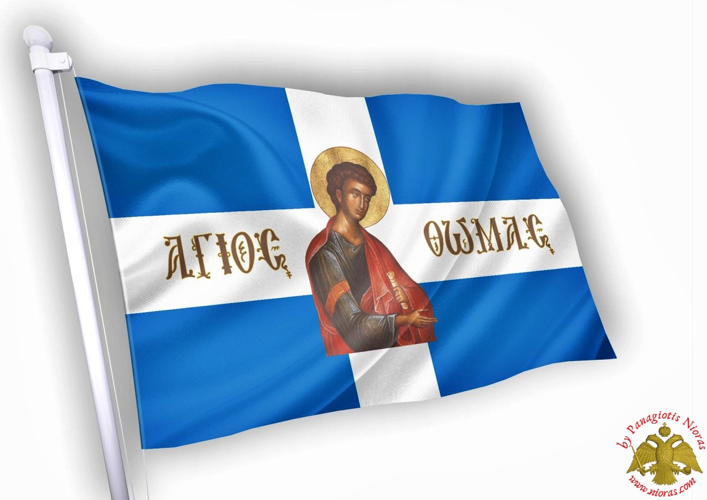 Agios Thomas Orthodox Greek Flag with Holy Icon