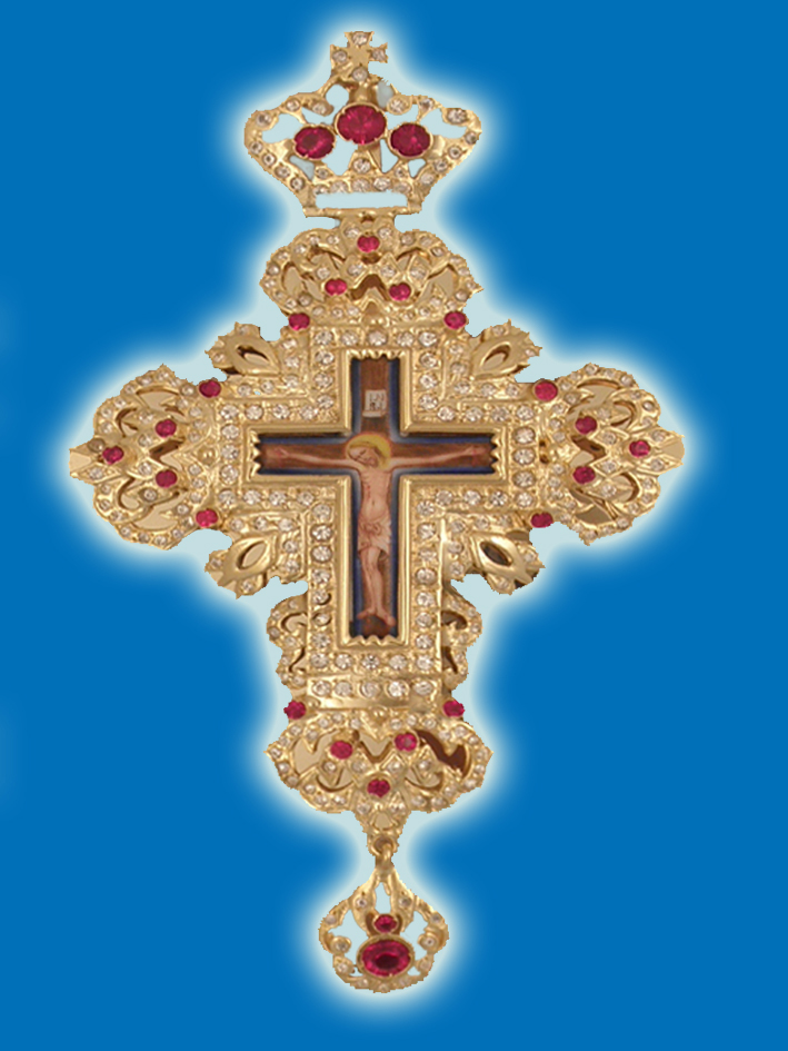 Orthodox Pectoral Cross With Enamel Christ Design 1