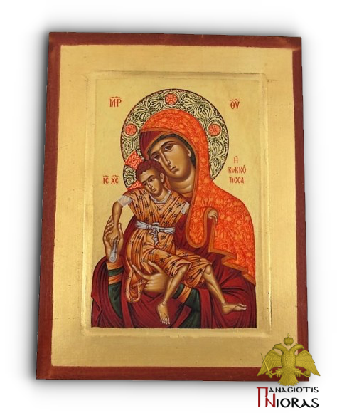 Holy Virgin Mary Kykkos Monastery Original Copy Byzantine Wooden Icon on Canvas