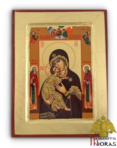 Holy Virgin Mary Vladimir Russian Wooden Icon on Canvas