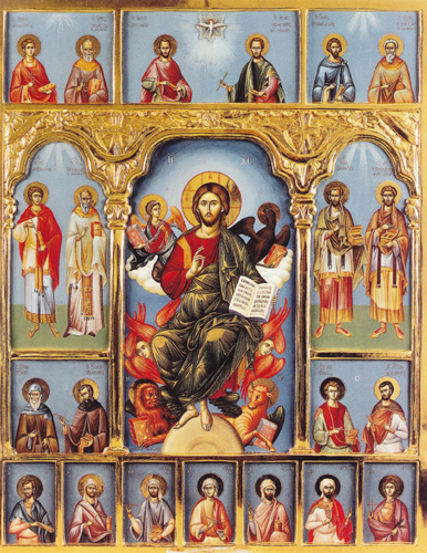 Jesus Christ Pantocrator Enthroned Byzantine Wooden Icon