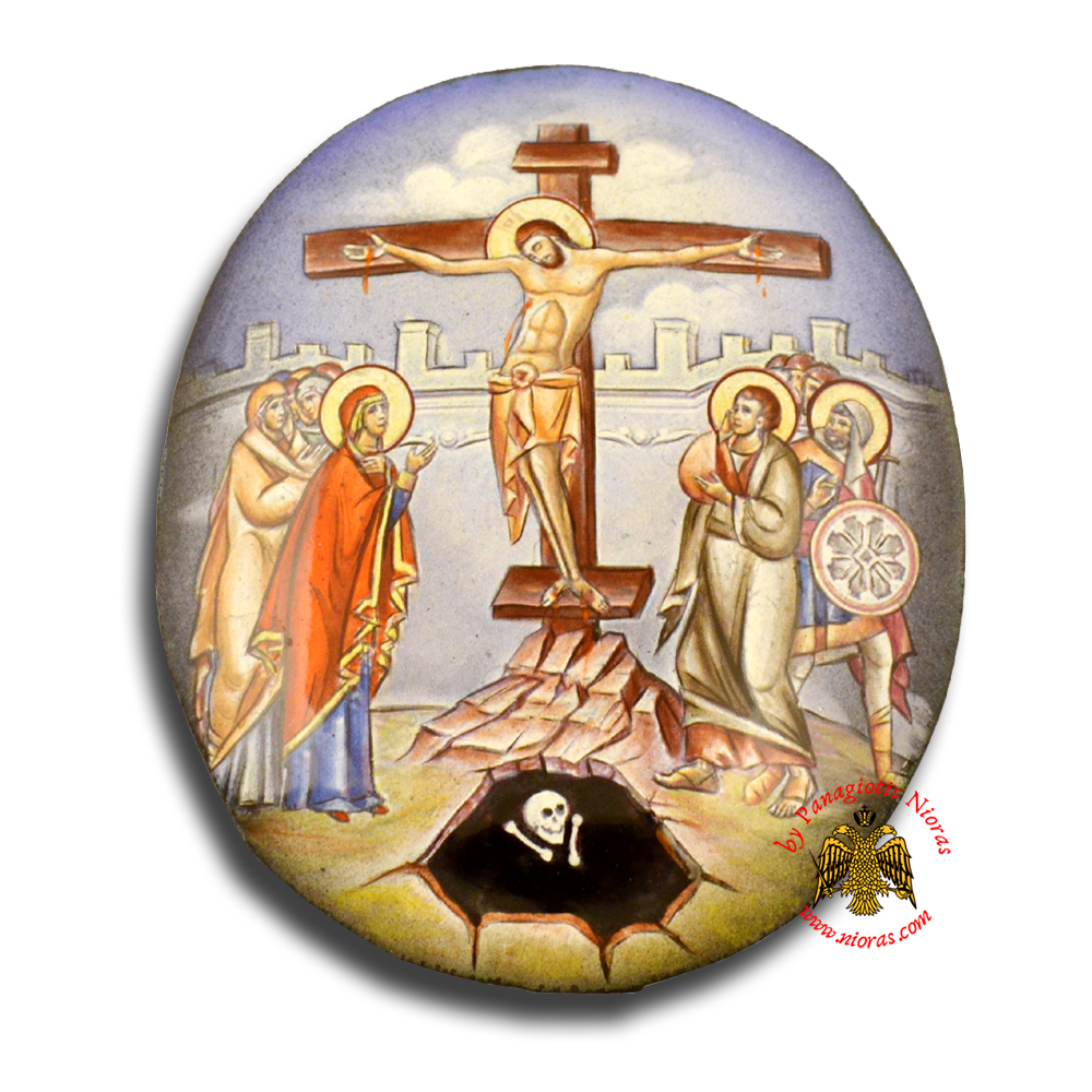 Ρώσσικη Σμάλτινη Εικόνα της Σταύρωσης του Χριστού