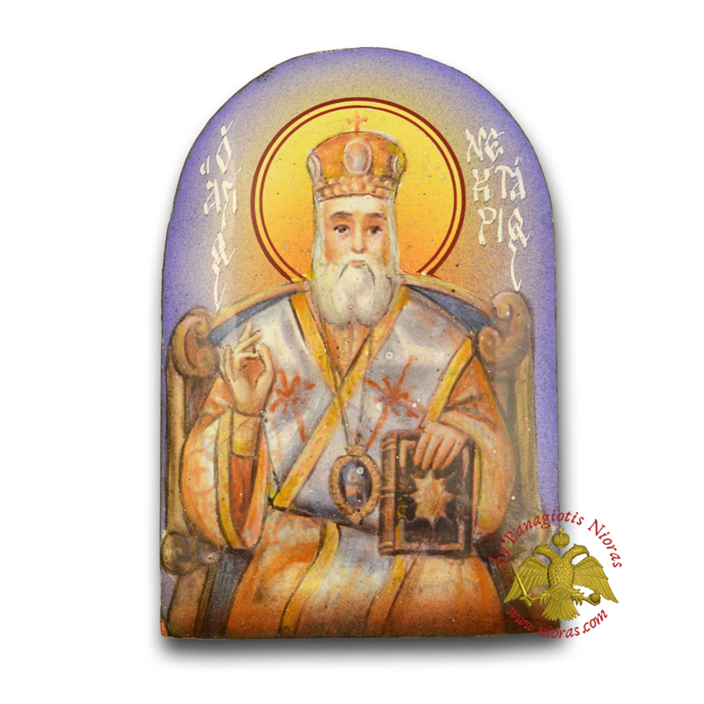 Enamel Hand Painted Icon Saint Nektarios of Aigina 4x6cm