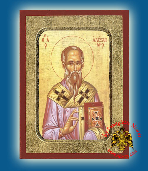 Saint Alexander, Patriarch of Constantinople, Byzantine Wooden Icon of Monk Nikon