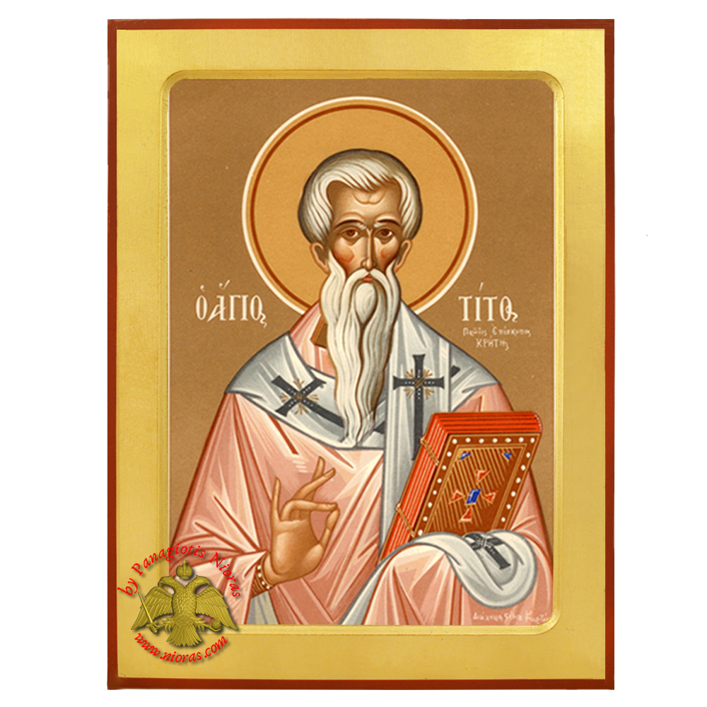 Saint Apostle Titos Bishop of Crete Byzantine Wooden Icon