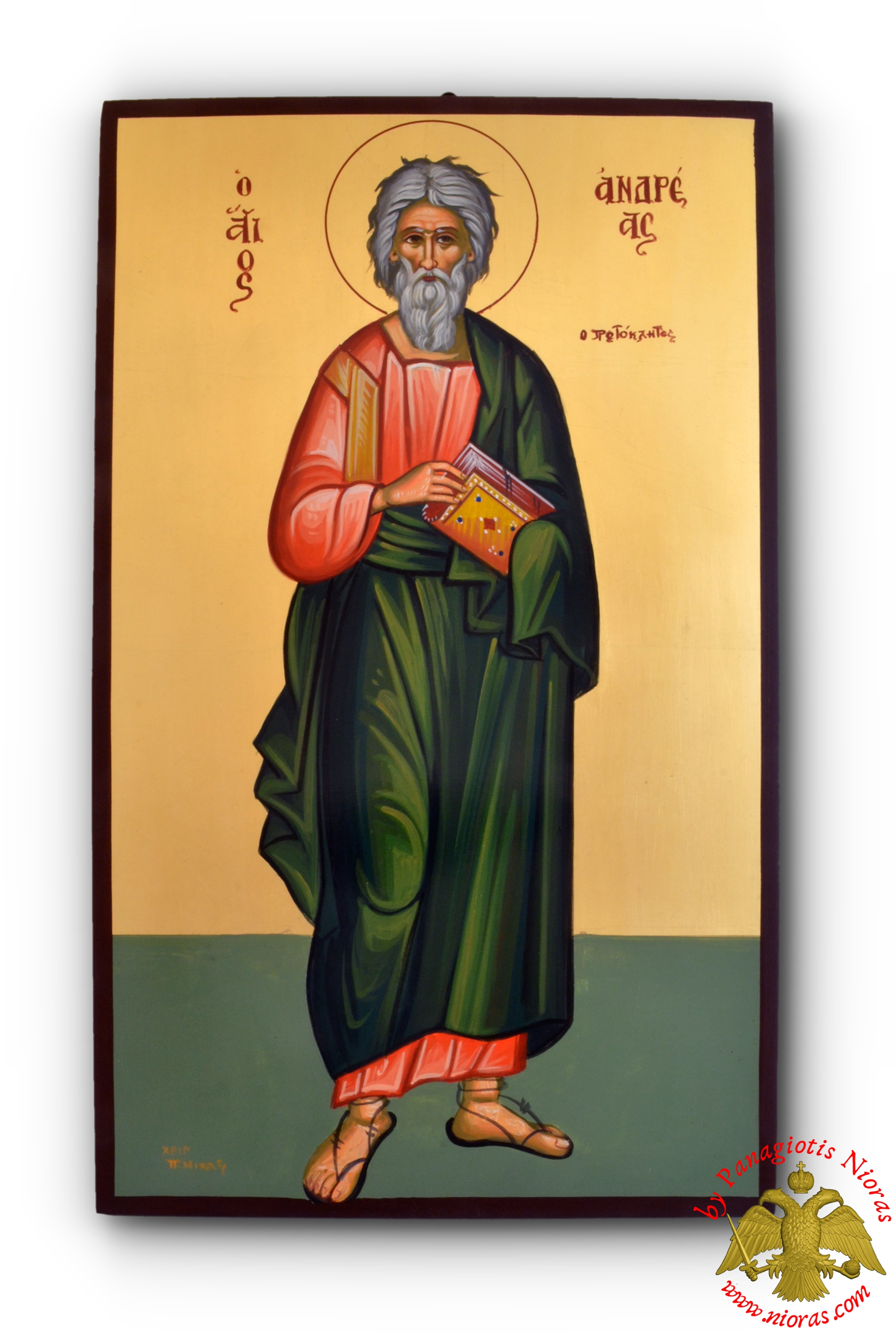 Hagiography Byzantine Hand Painted Icon Saint Andrew 40x60cm