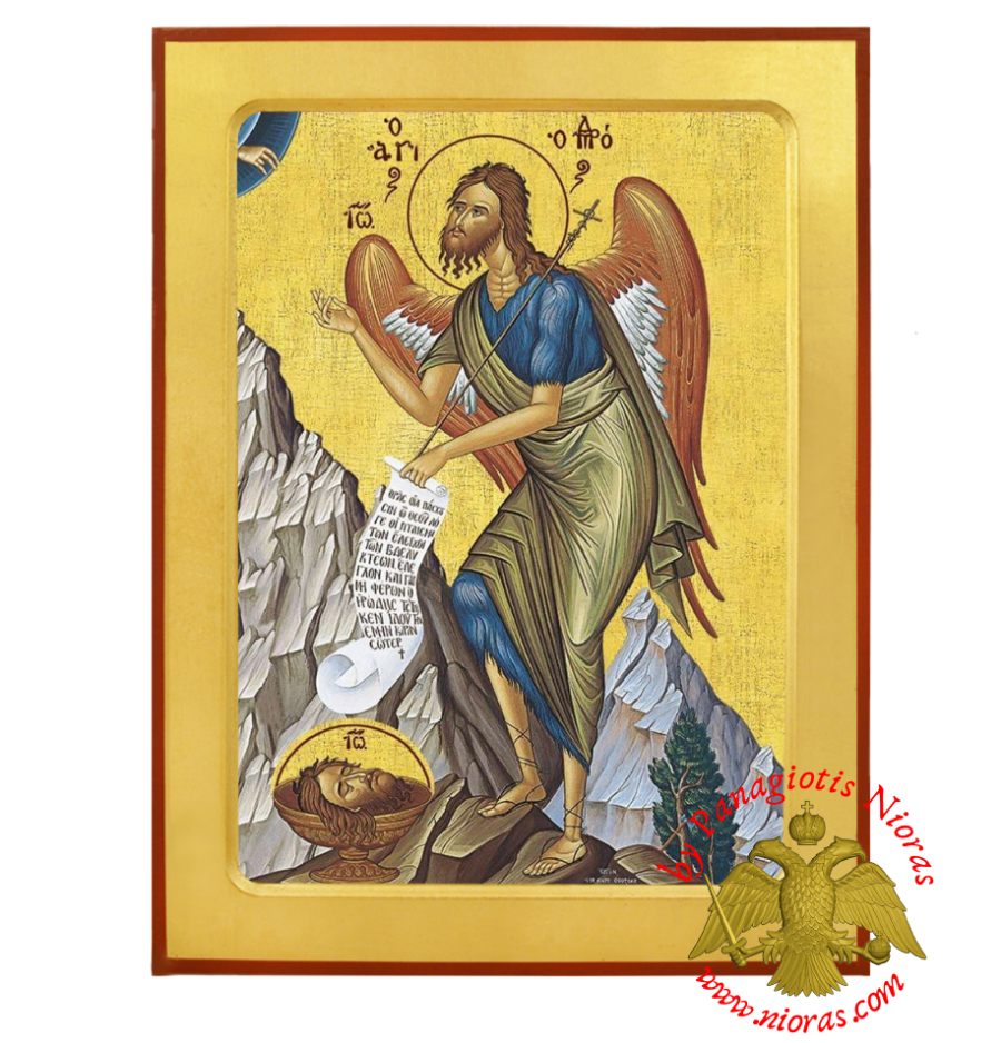 Saint John the Forerunner Byzantine Wooden Icon Full Figure