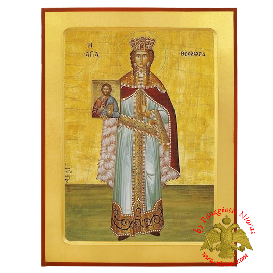 Αγ. Θεοδώρα αυτοκράτειρα του Βυζαντίου ξύλινη βυζαντινή εικόνα
