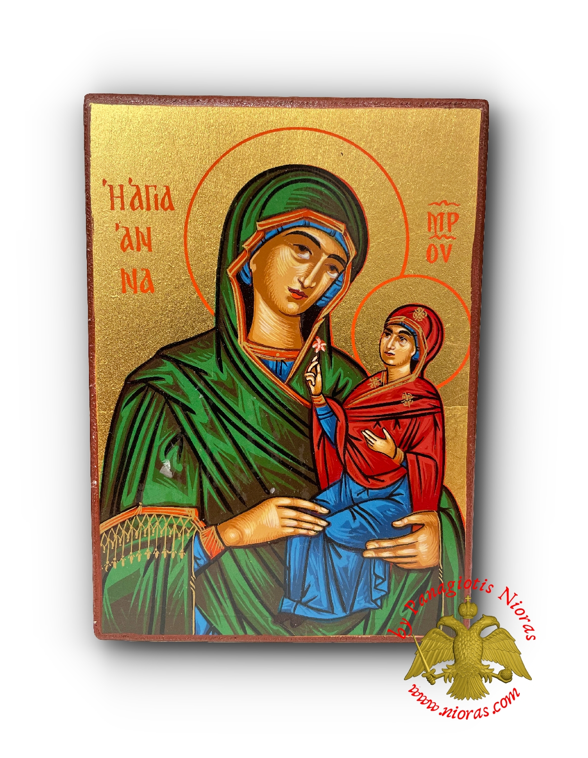Saint Anna Byzantine Wooden Icon on Canvas