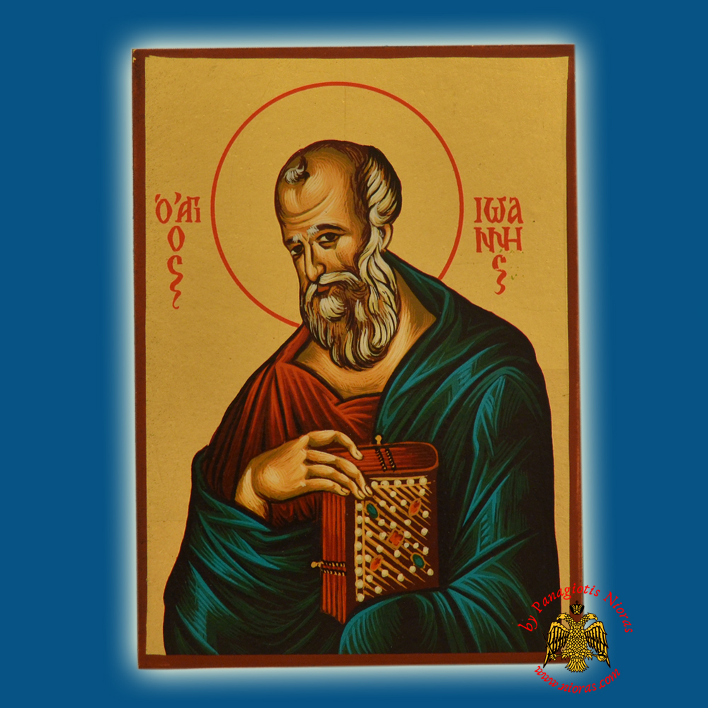 Saint John The Theologian Byzantine Wooden Icon on Canvas