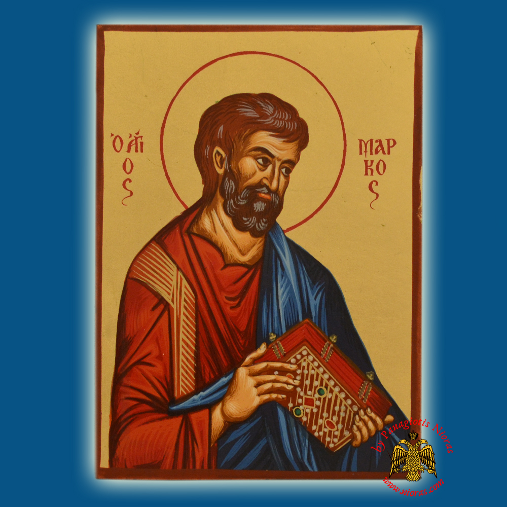 Saint Mark the Apostle Byzantine Wooden Icon on Canvas
