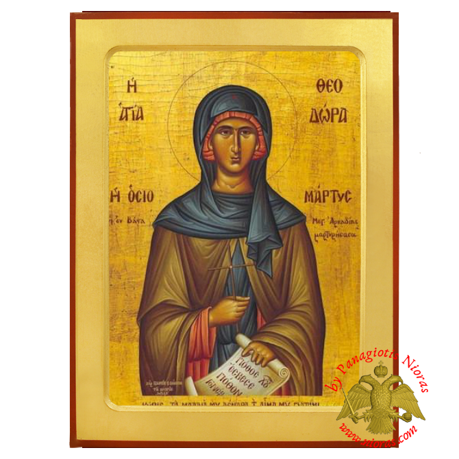 Saint Theodora of Vasta wooden byzantine icon