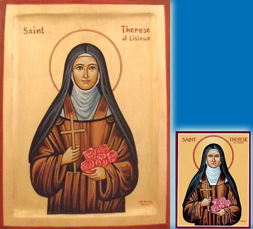 Hand Painted Saint Therese Wooden Icon Special Order 24x30cm