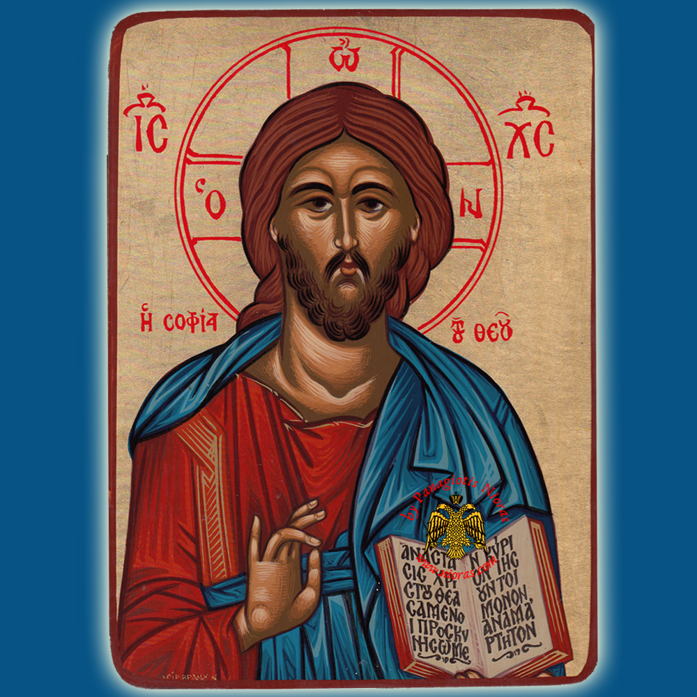 Christ The Wisdom Of God Byzantine Wooden Icon on Canvas
