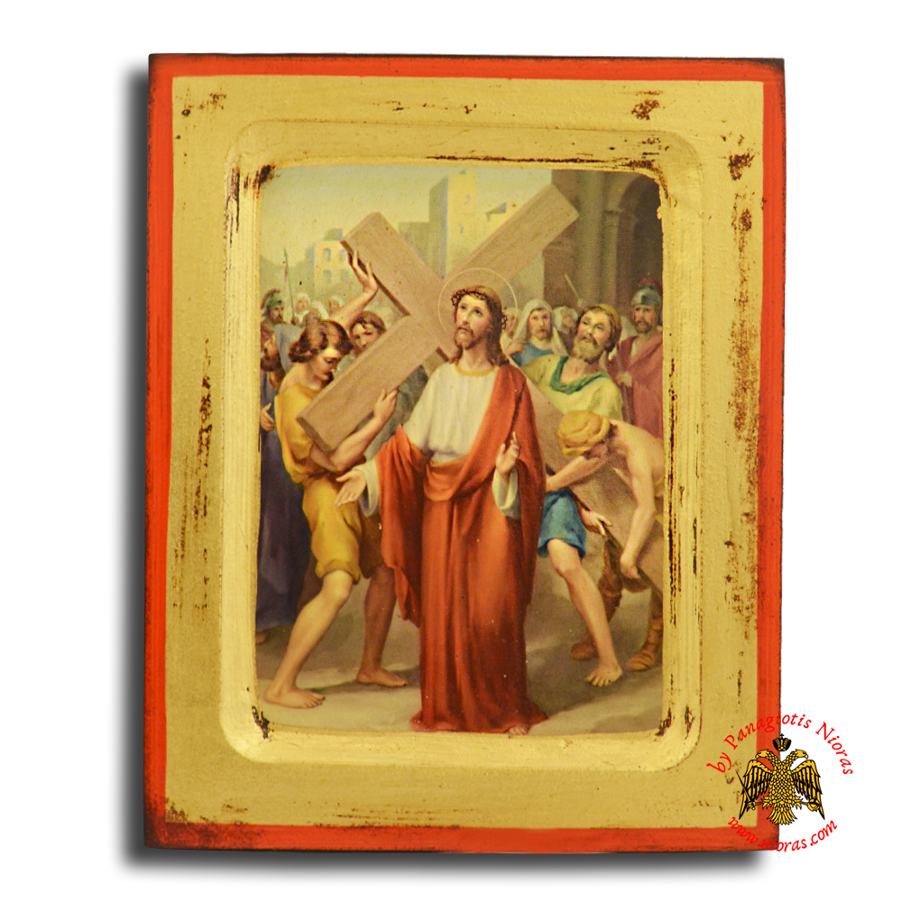 Εικόνα του Χριστού που λαμβάνει και μεταφέρει τον Σταυρό του