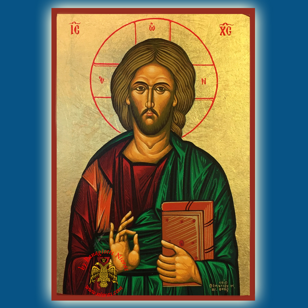 Christ The Pantokrator Byzantine Wooden Icon on Canvas