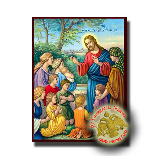 Christ Blessing the Children Neoclassical Wooden Icon