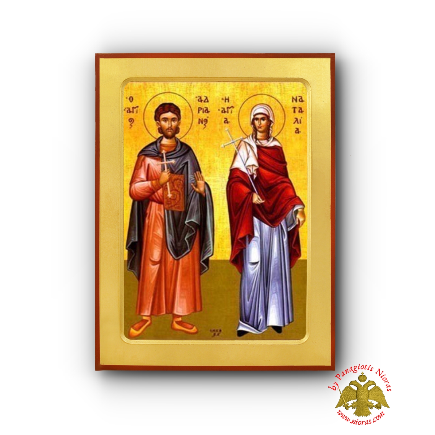 Saint Andrian and Natalia Holy Matryrs Byzantine Wooden icon