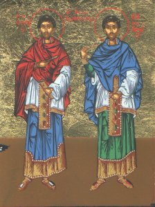 St. Cosmas & Damian - Holy Unmercenaries Wooden Canvas Icon