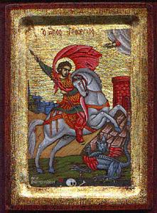 Saint George Hagiography Byzantine Wooden Icon on Canvas