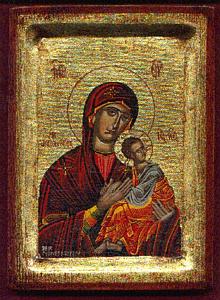 Theotokos Panagia Amolyntos Wooden Byzantine Icon on Canvas