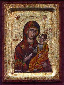 Theotokos Panagia Hodegetria Wooden Byzantine Icon on Canvas