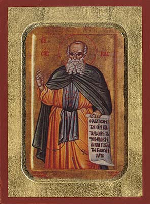 Saint Sabbas Byzantine Wooden Icon