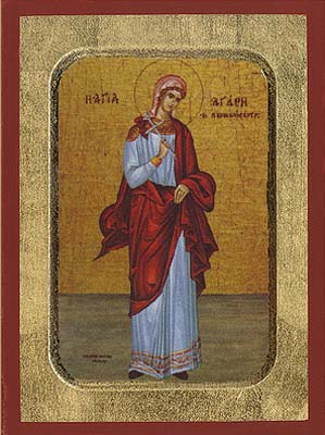 Saint Agathe Byzantine Wooden Icon