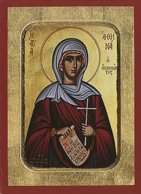 Saint Athena Byzantine Wooden Icon