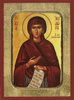 Saint Isidora Byzantine Wooden Icon