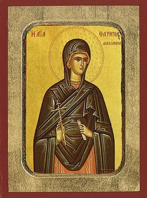 Saint Olympias wooden byzantine icon