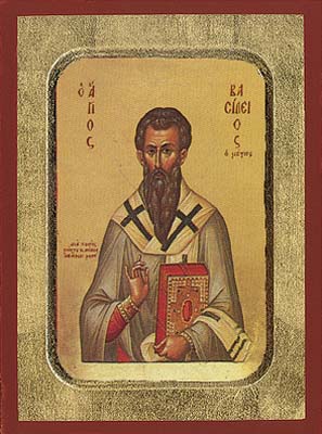 Saint Vasilios the Great, Archbishop of Caesarea Byzantine Wooden Icon by Liondas