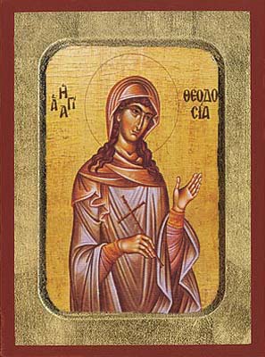 Saint Theodosia wooden byzantine icon