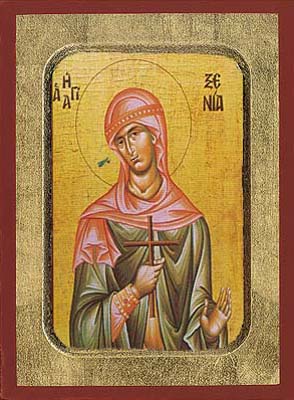 Saint Xenia Byzantine Wooden Icon