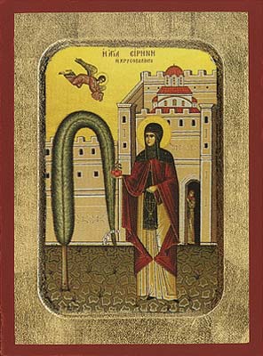 Saint Irene Chrysovalantou Byzantine Wooden Icon